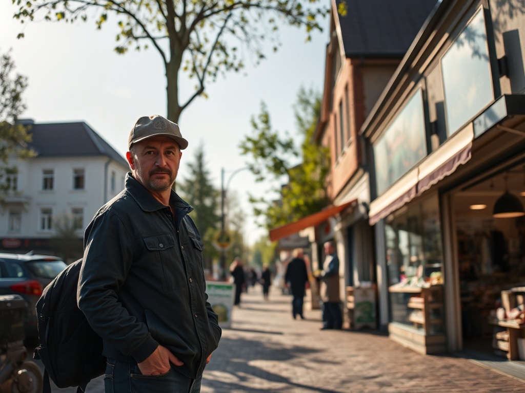 Grafika przedstawiająca symboliczne drzwi otwierające się na ścieżkę kariery na tle Stargardu, symbolizująca nowe oferty pracy.
