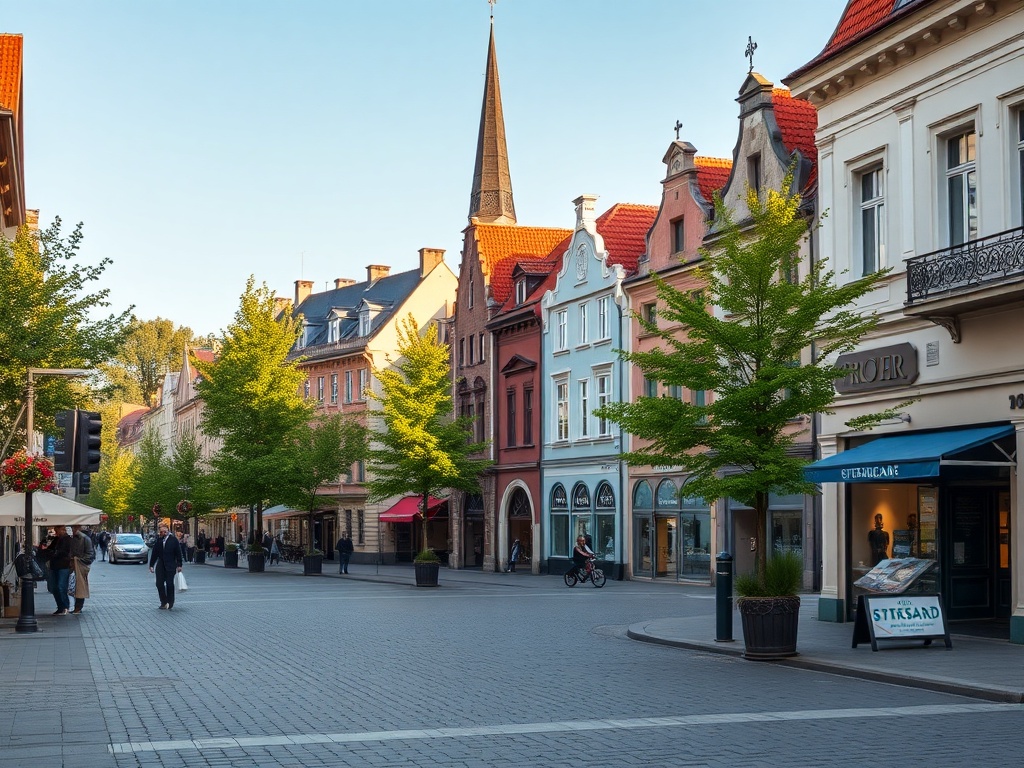 Mapa z zaznaczonymi punktami usługowymi w Stargardzie, ilustrująca infrastrukturę miasta